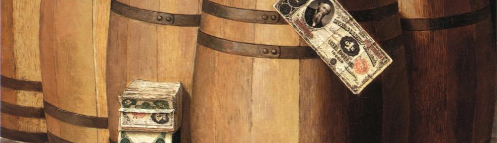 Victor_Dubreuil_-_Barrels_on_Money,_c._1897_oil_on_canvas